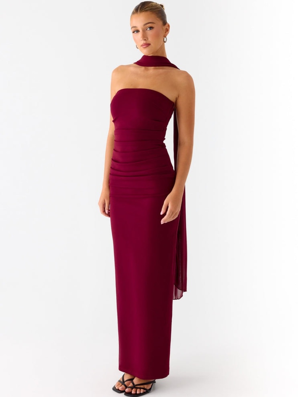 Peppermayo Strapless Maxi Dress in Deep Wine